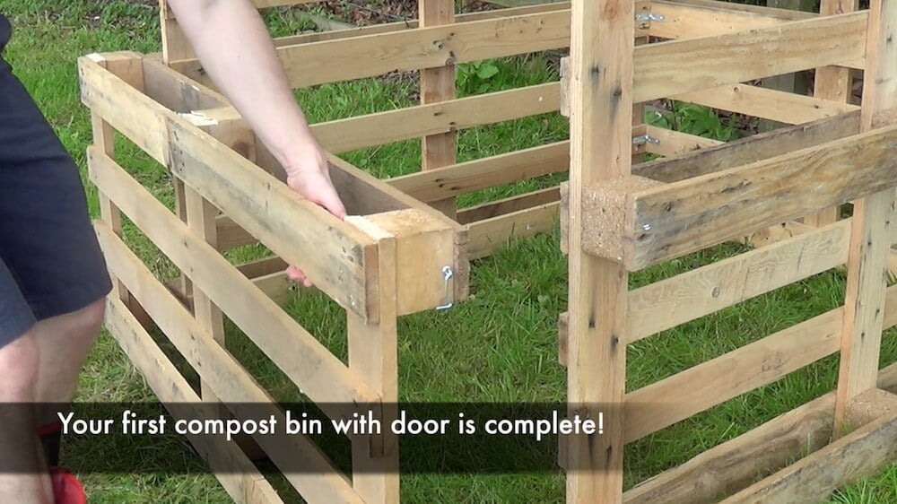 A home made pallet compost bin door