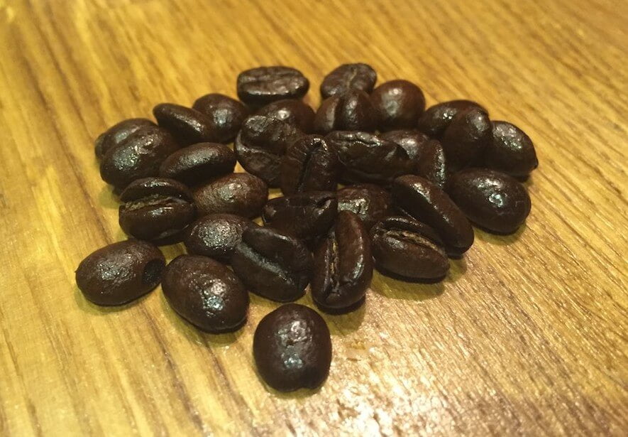 Coffee beans ona table