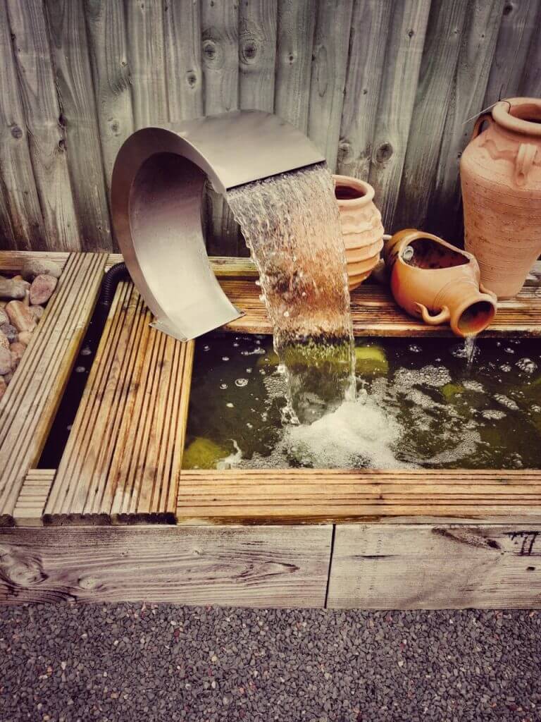 A water blade in a garden display