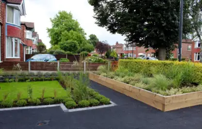 A asymmetrical front garden design