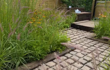 Granite sets and old sleepers in a show garden