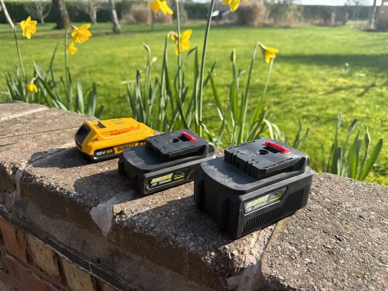 Different cordless garden tool battery types compared side by side