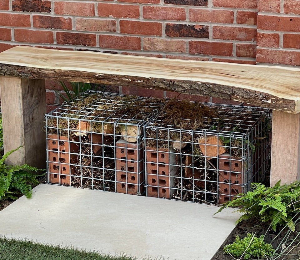 A bench bug hotel