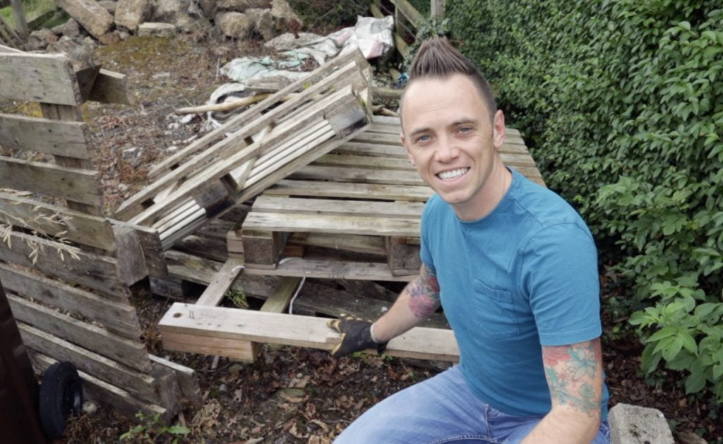 Lee Burkhill with some pallets