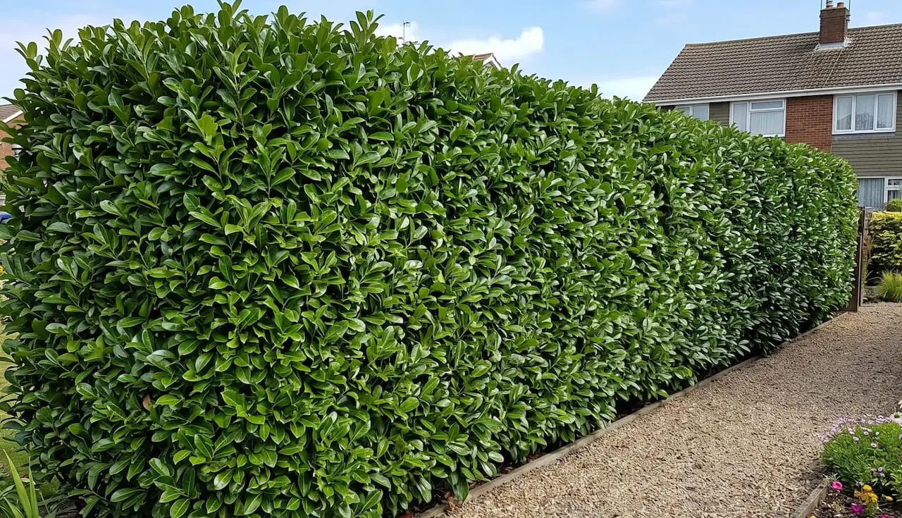A healthy laurel hedge
