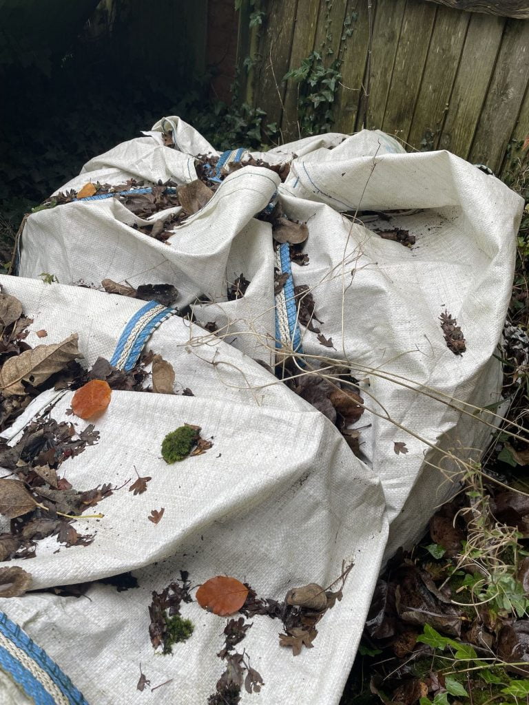 Leaves in builders tonne bags