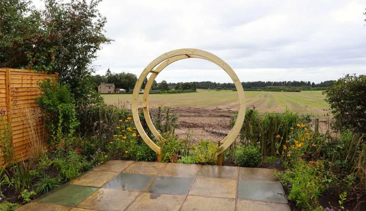 A hand buildwooden moongate