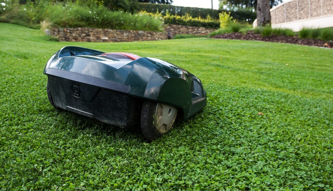 A small robo lawn mower