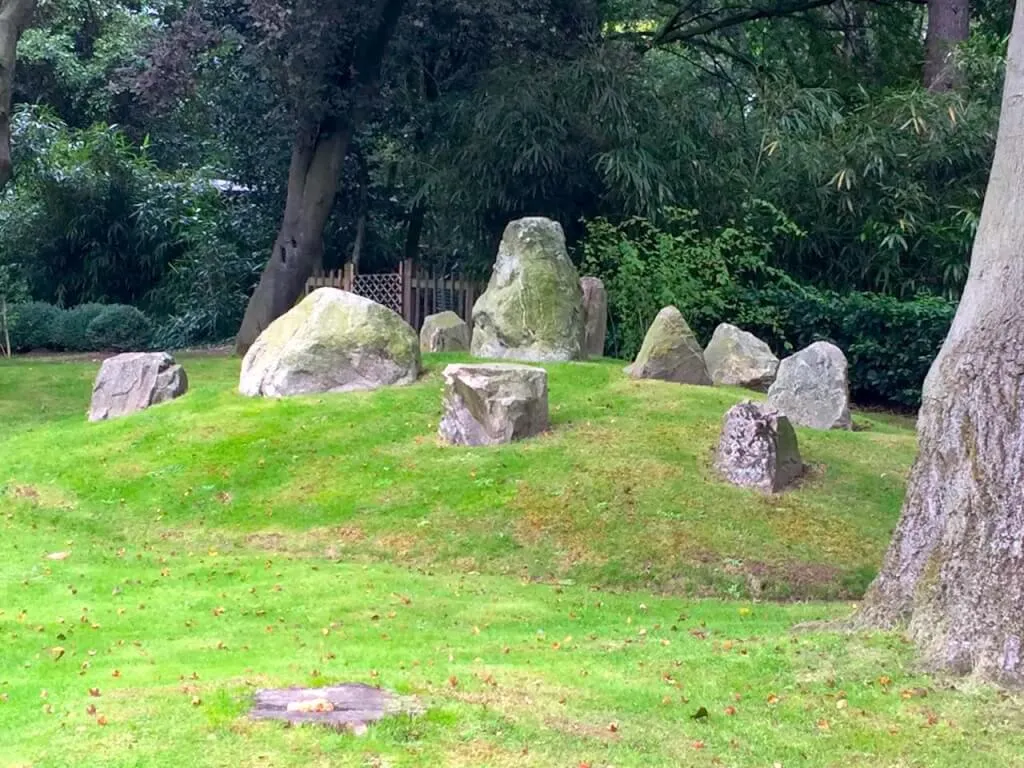 Rocks arranged as mountains in a Japanese garden