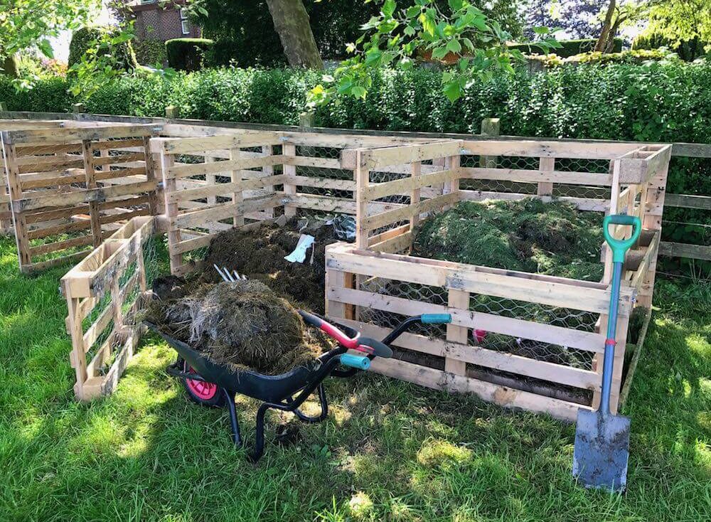 Compost bins made from pallets at Garden Ninja HQ