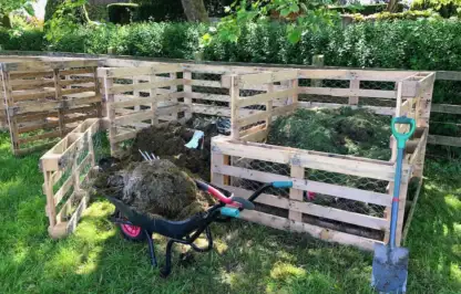 Compost bins made from pallets at Garden Ninja HQ