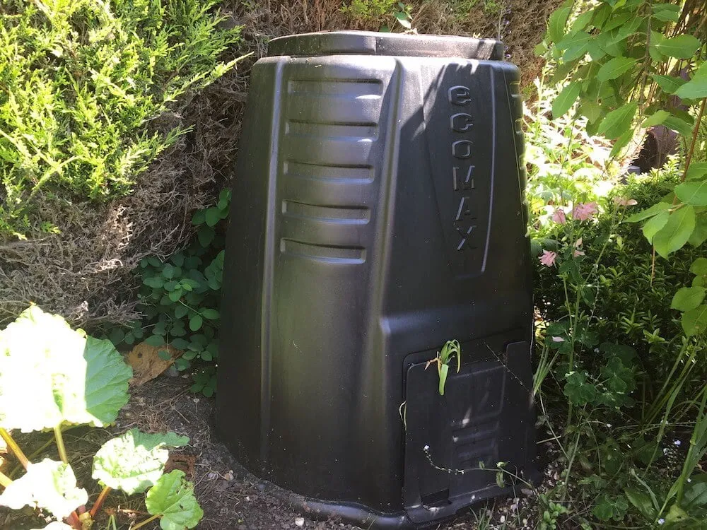 Black plastic compost bin