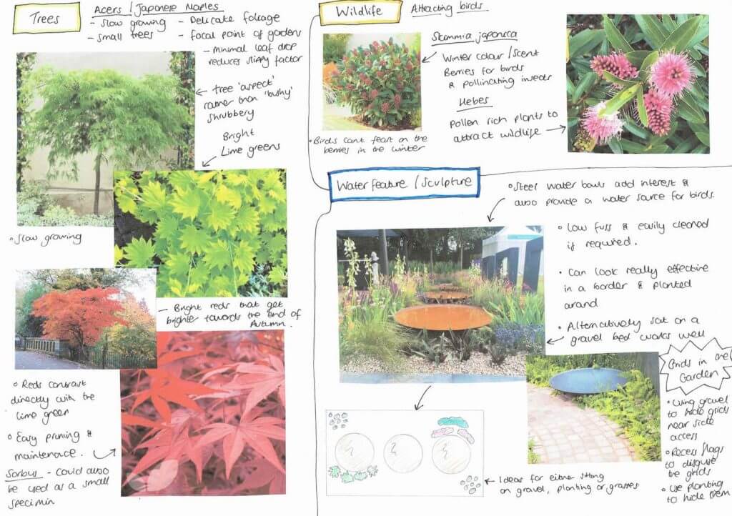A garden design mood board by award winning designer Garden Ninja
