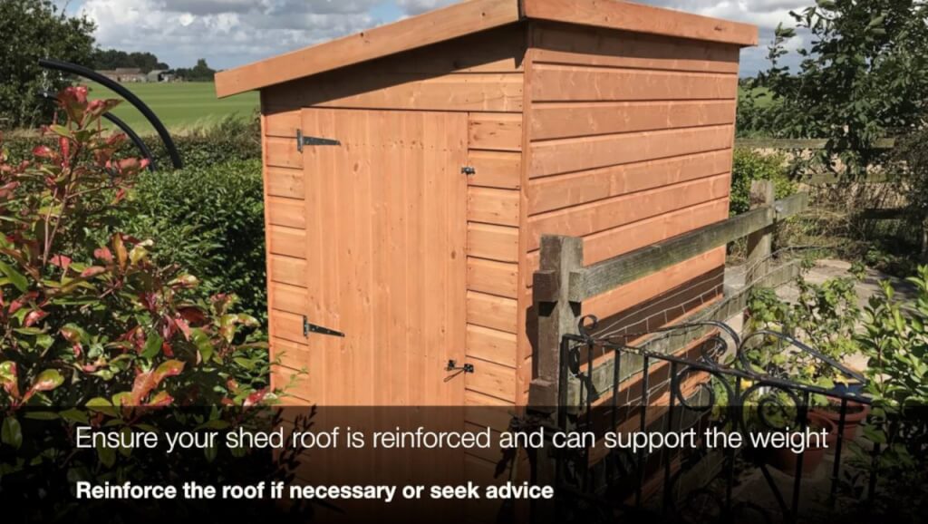 A reinforced shed for a green roof