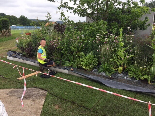 Garden Ninja planting a show garden at RHS Chatsworth