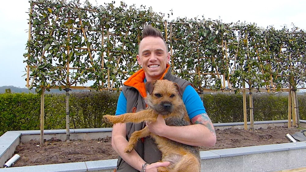 Garden Ninja blogger holding his dog barry