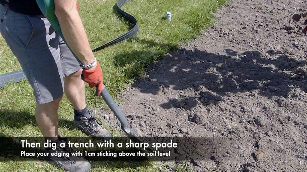 Digging a trench for lawn edging