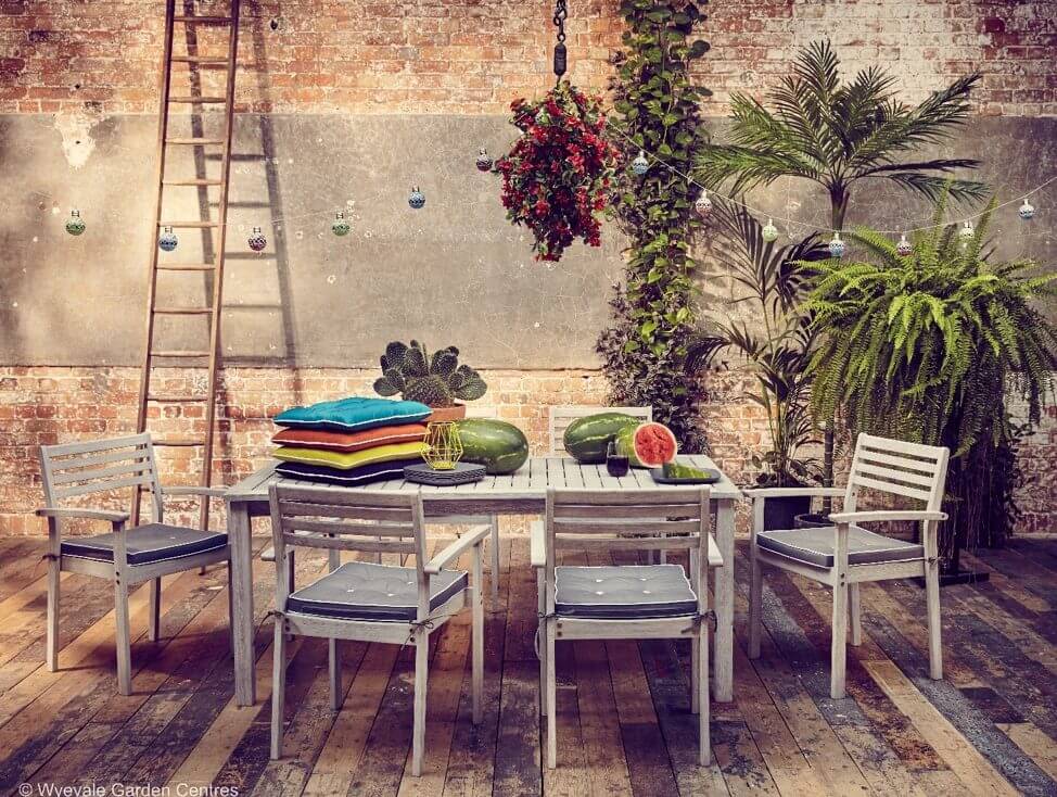 An outdoor table and chairs