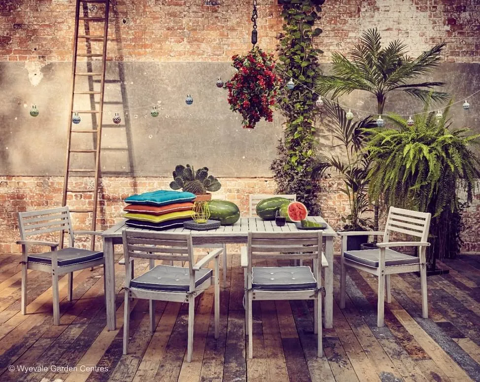 An outdoor table and chairs