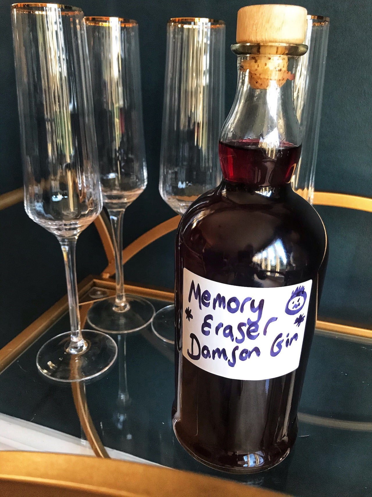 Damson gin on a shelf