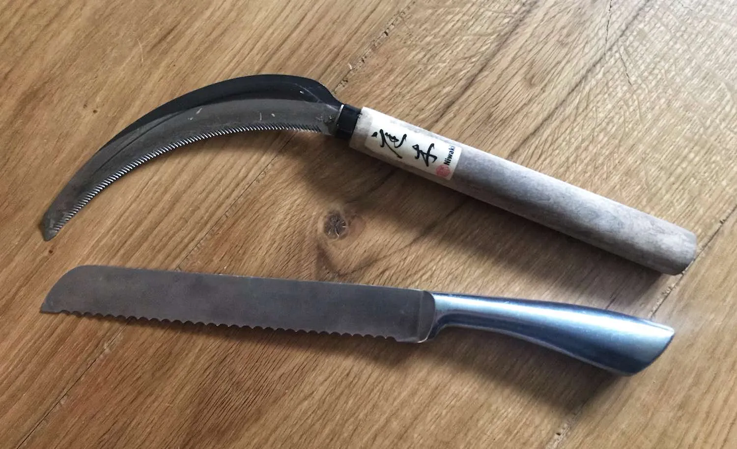 A Japanese garden scythe kama tool