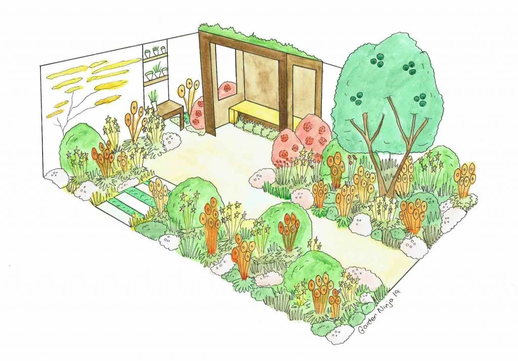 A water colour render of the Dianne Oxberry Sunshine Garden