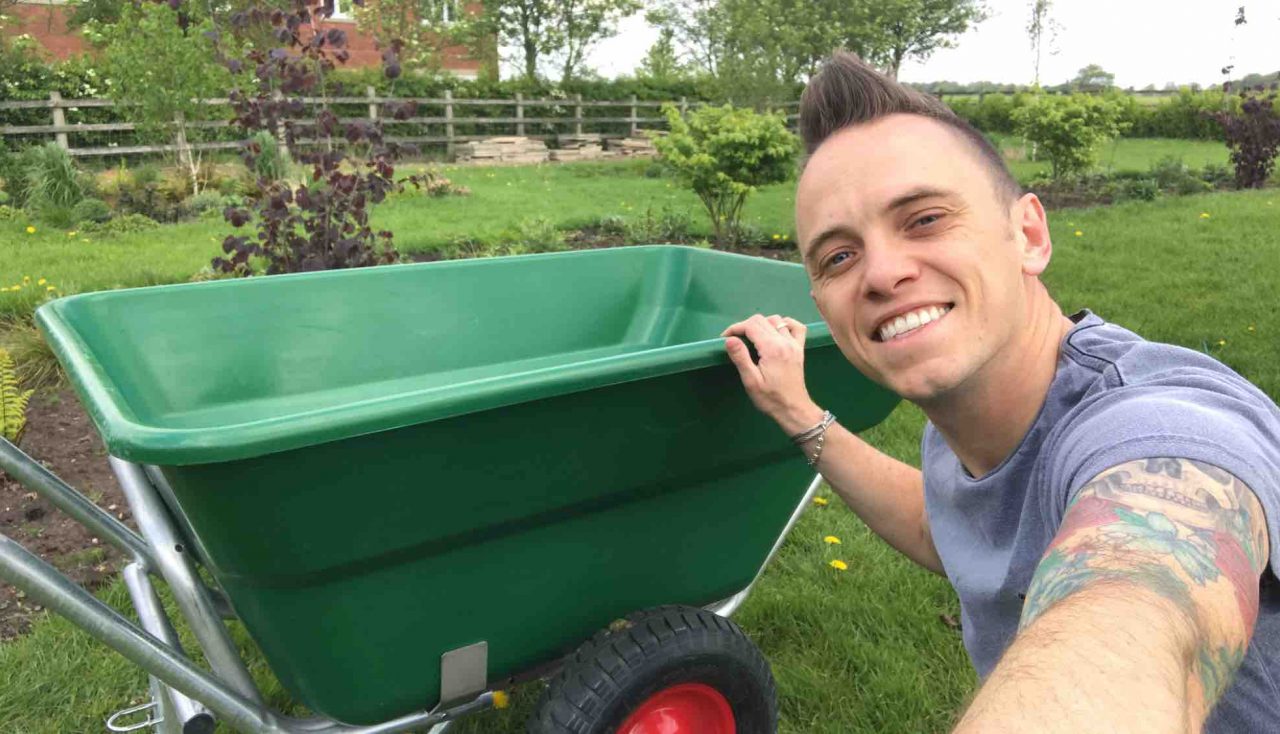 Lee Burkhill and a massive wheelbarrow
