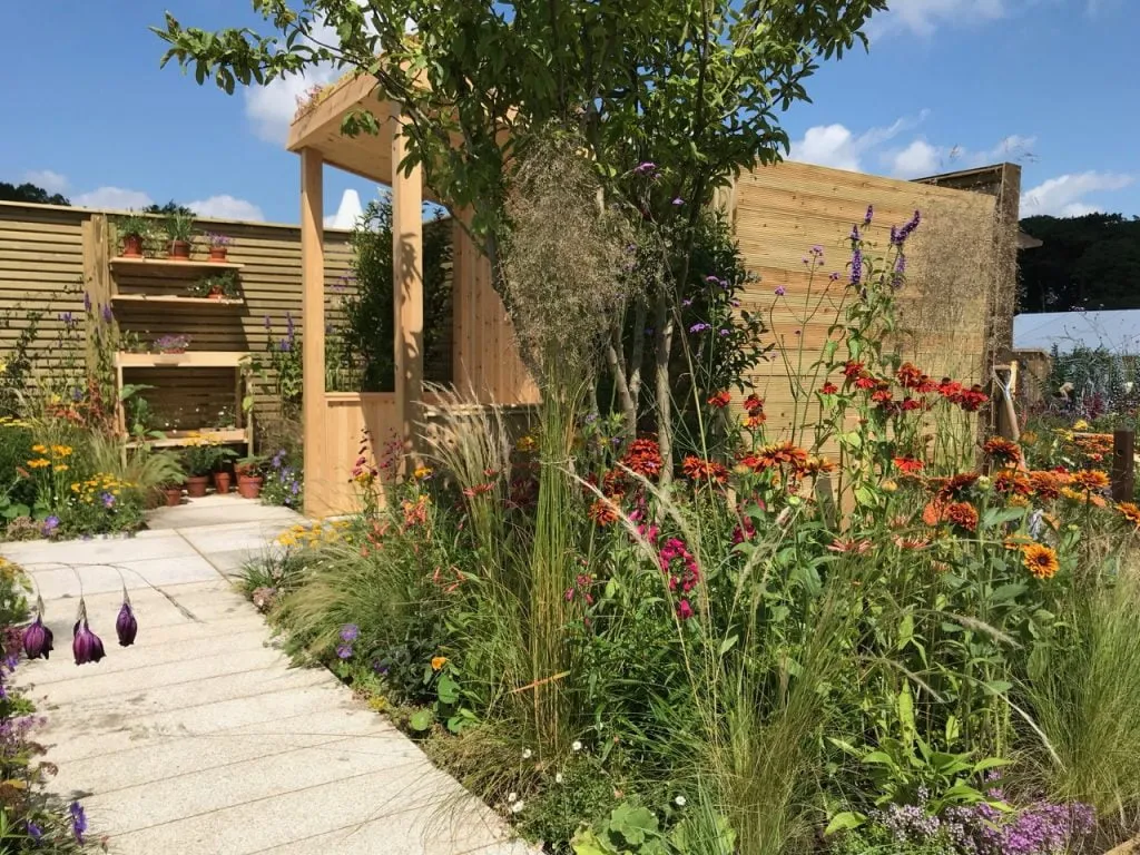 Hot herbaceous show garden border