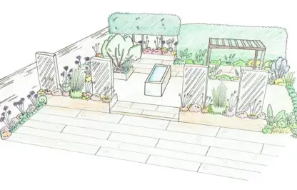 A hand drawn garden design by Lee Burkhill from Garden Rescue