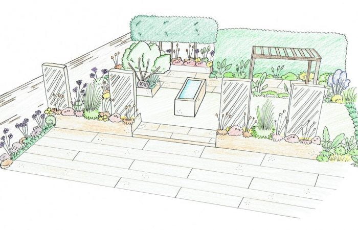 A hand drawn garden design by Lee Burkhill from Garden Rescue