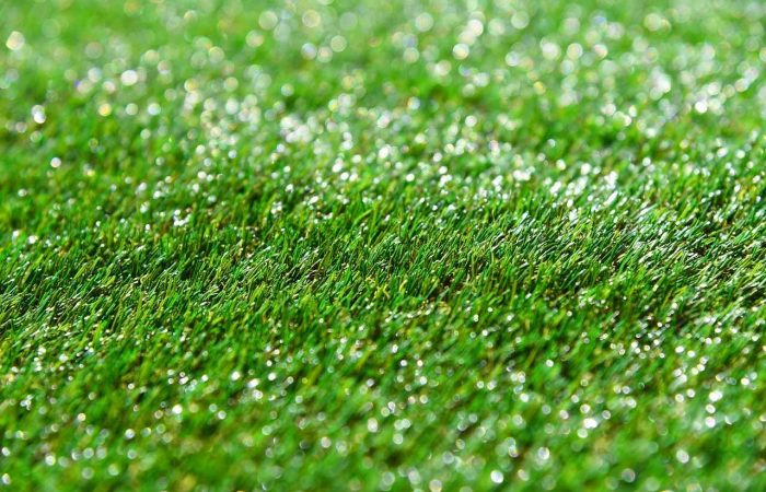 Fake artificial grass shining in light