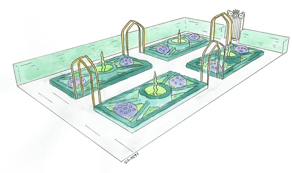 Garden Ninja paints a knot garden