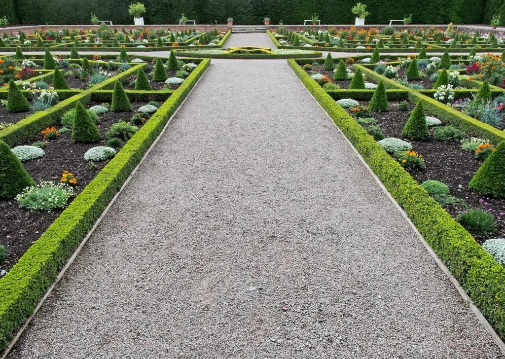 A formal garden pathway with symmetry and order