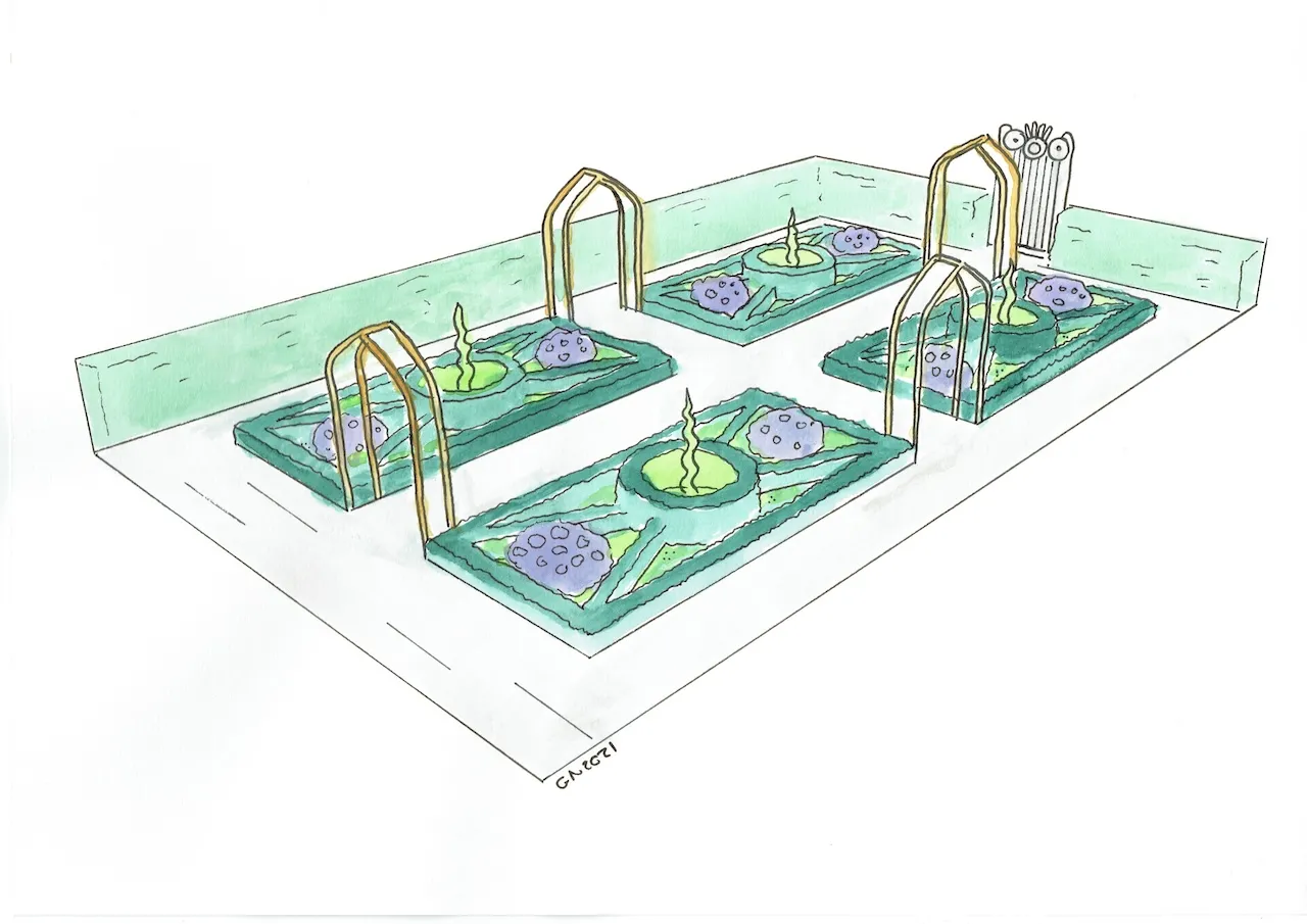 A formal knot garden layout design
