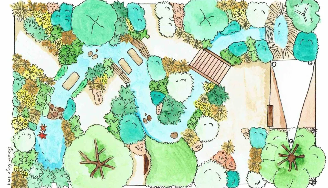 A hand painted garden design by Garden Ninja award winning blogger