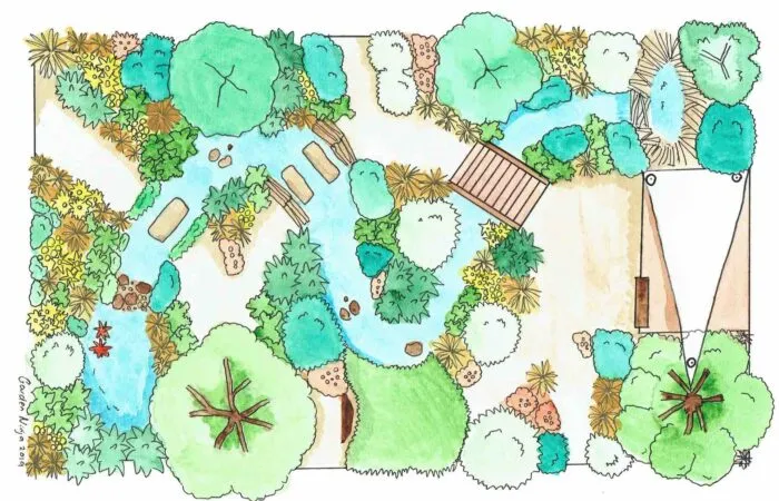 A hand painted garden design by Garden Ninja award winning blogger