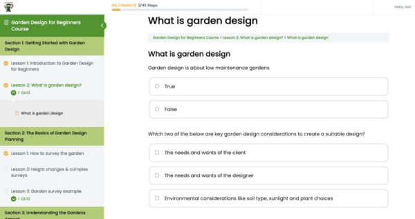Garden design course quiz