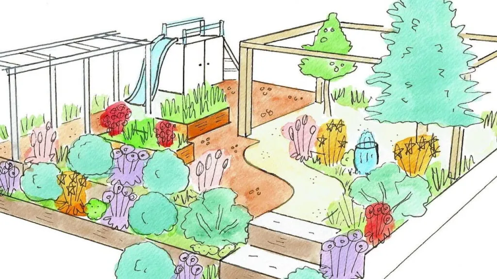 Terraced child friendly garden design