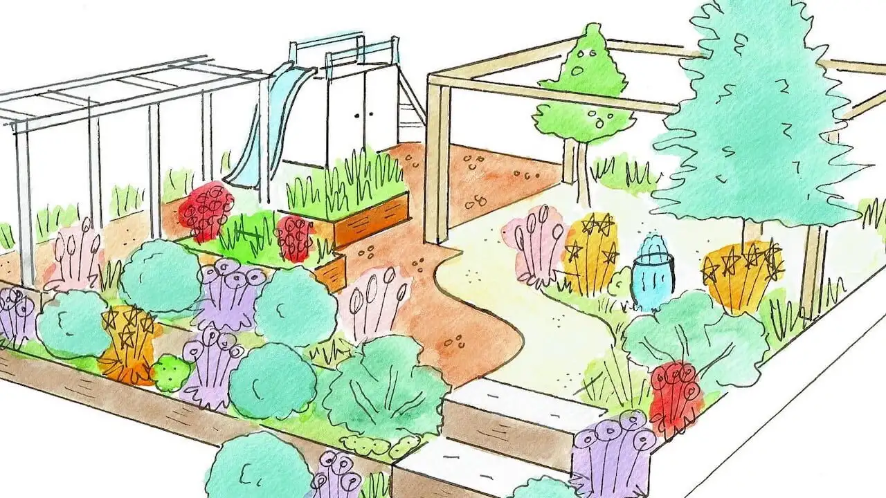 Terraced child friendly garden design