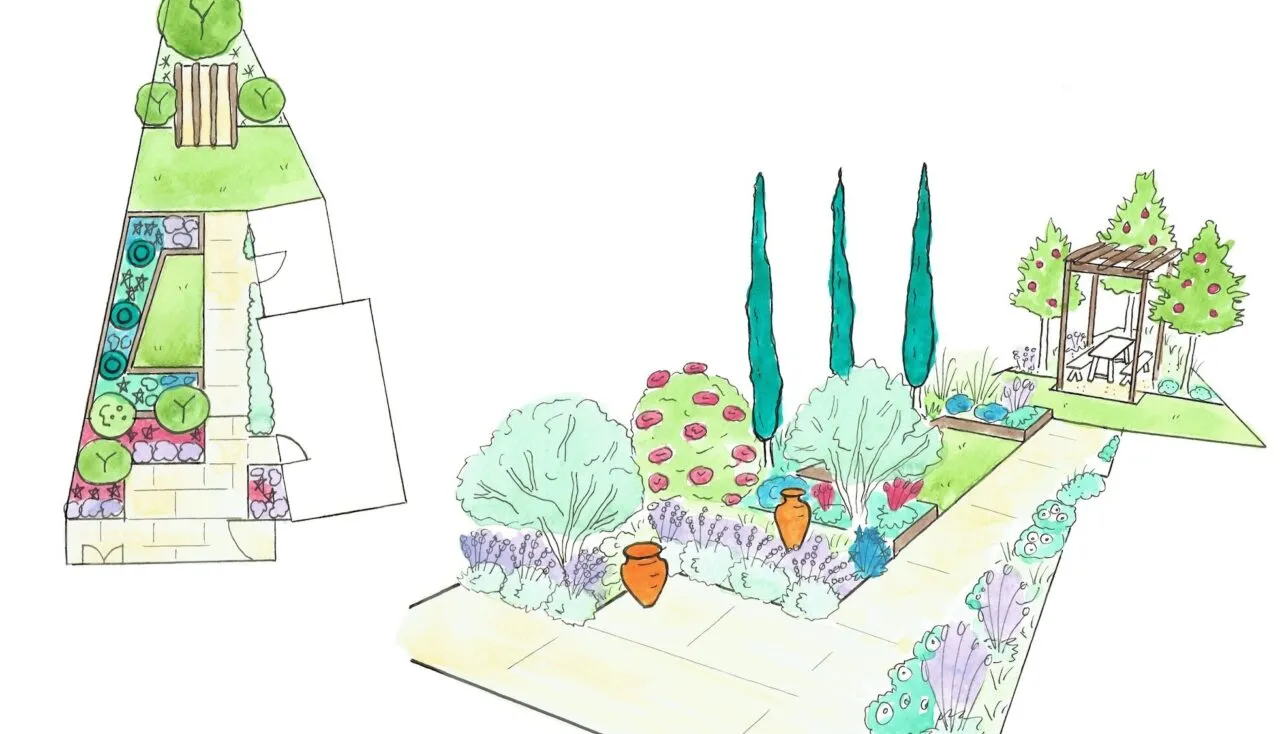 Triangular shaped garden design