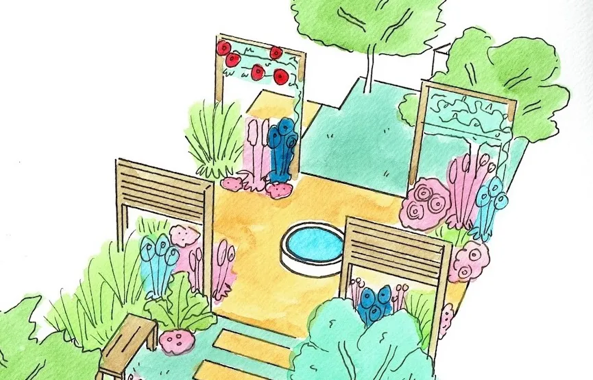Focal points in skinny gardens
