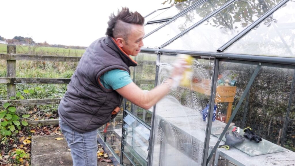 Cleaning a greenhouse