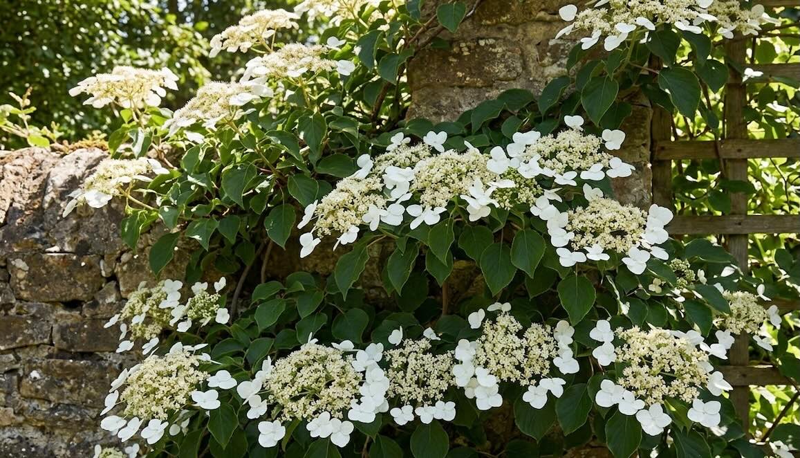 Schizophragma hydrangeoides Japanese climbing hydrangea vine