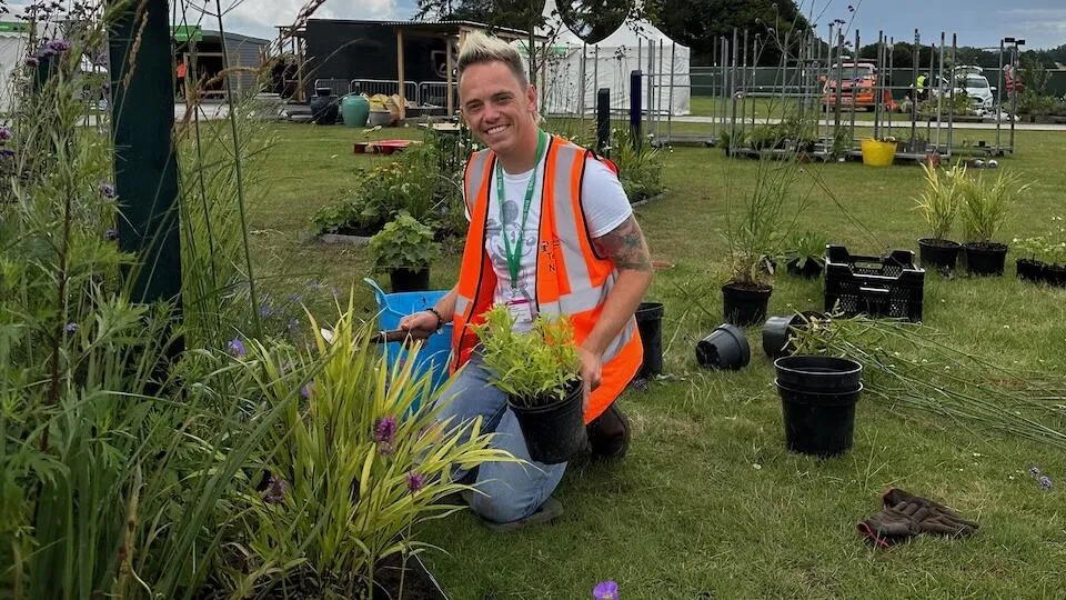 Lee Burkhill planting a show garden