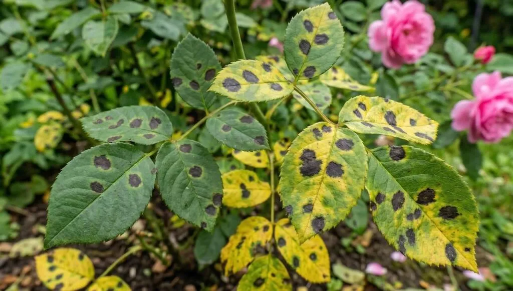 Black spot disease on roses