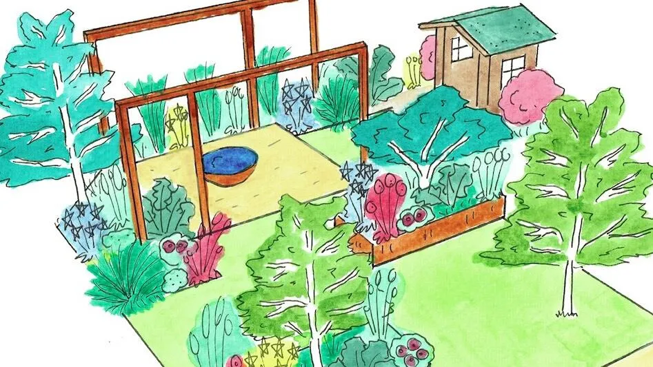 A hand drawn garden design