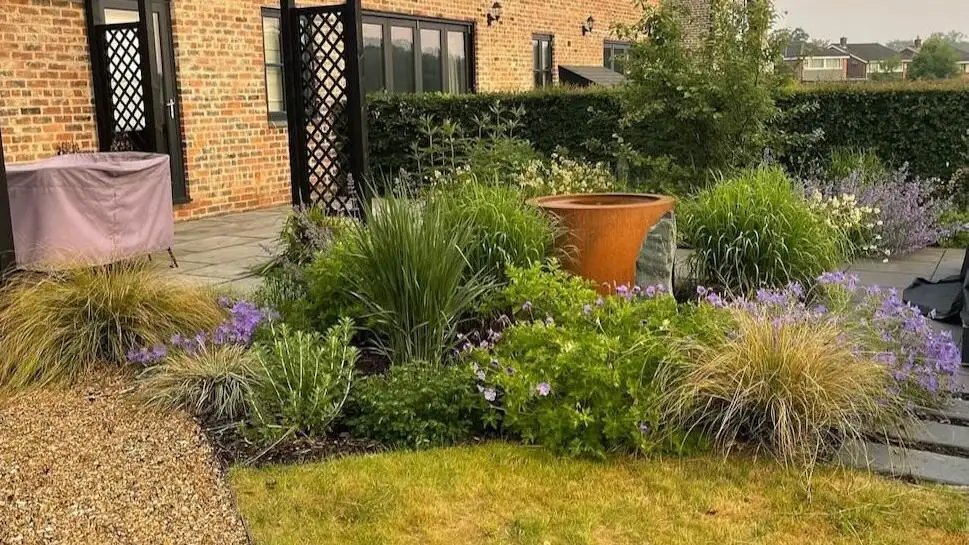 A warm herbaceous flower bed