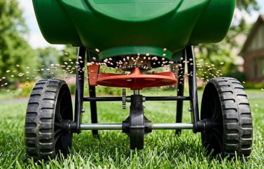 A rotary spreader for lawns