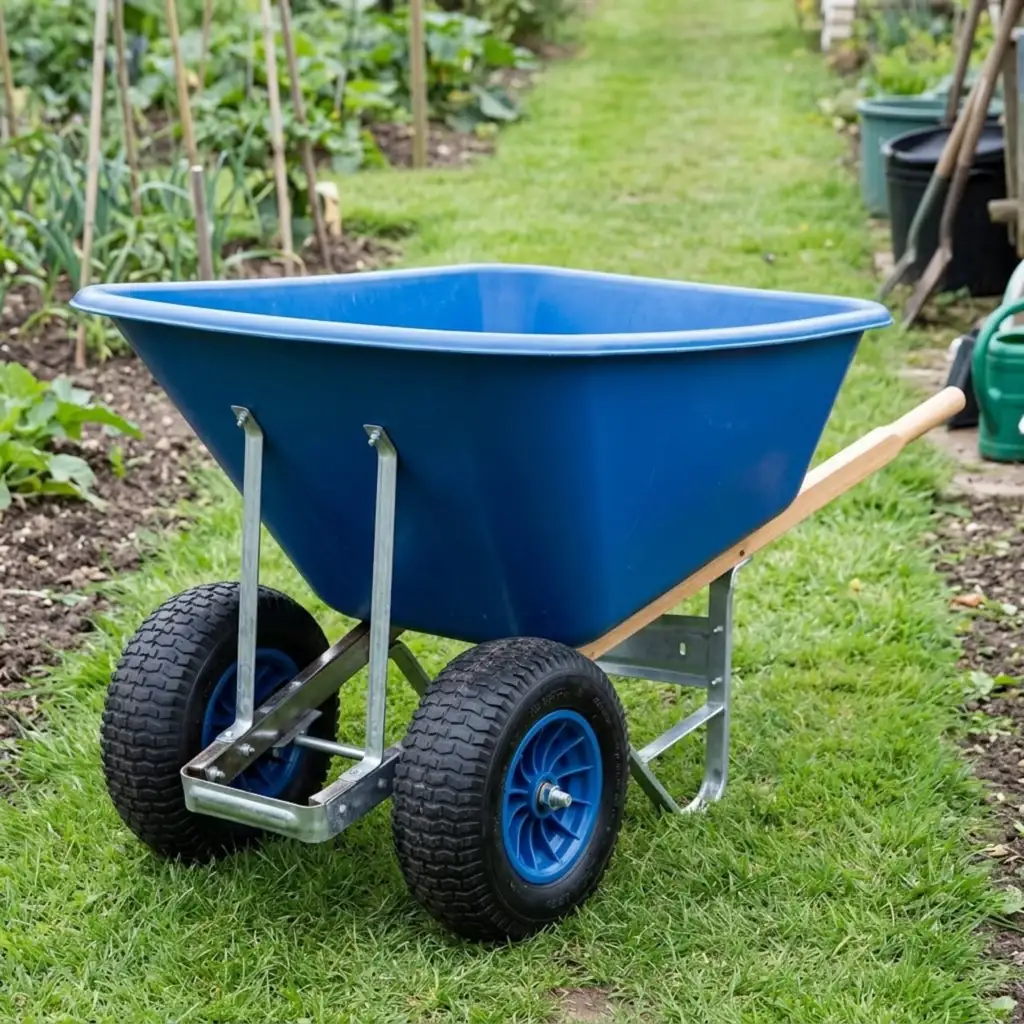 Double wheeled wheel barrow