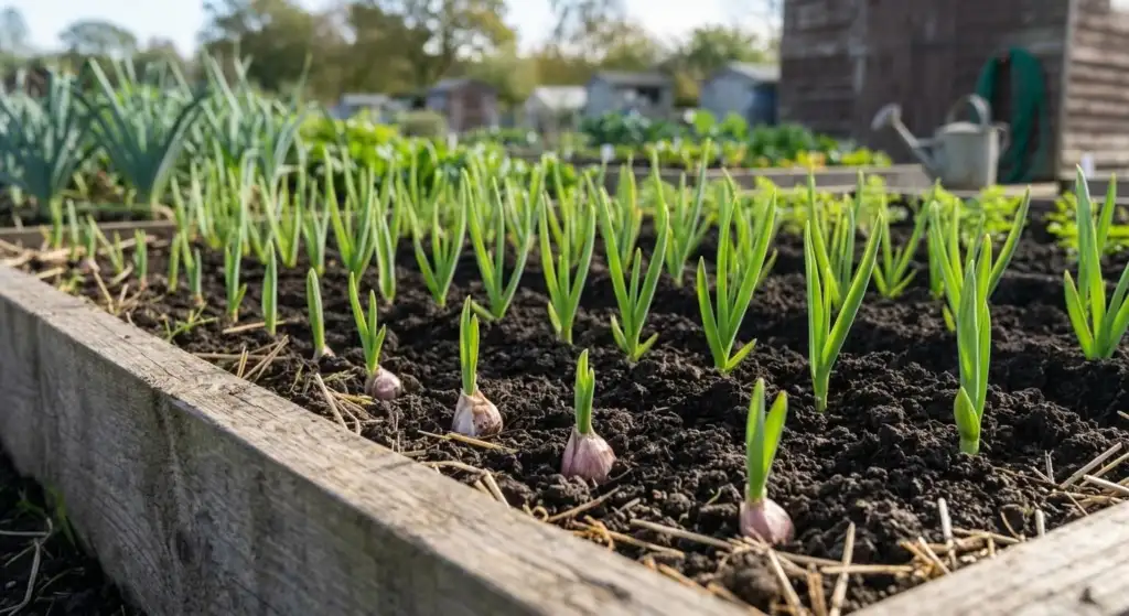 Planting garlic in drills